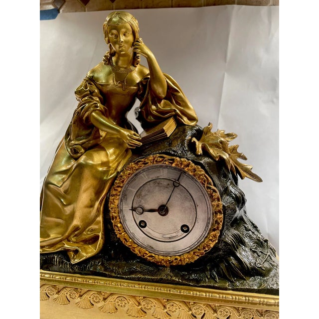 Early 19th Century French Gilt Bronze Clock With Maiden Statue by Cailly Aine For Sale In Los Angeles - Image 6 of 12