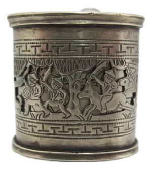 Chinese Silver Figural Opium Snuff Box With Inner Secret Erotic Scene