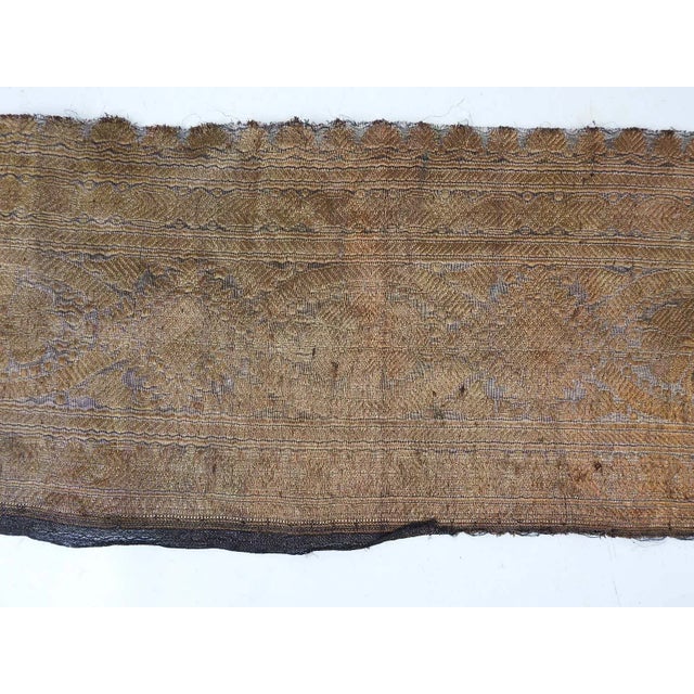 Vintage wide ribbon trim in 2 pieces, 4 and 3 yards respectively, 4.5" wide, woven with bronze colored fine metallic...