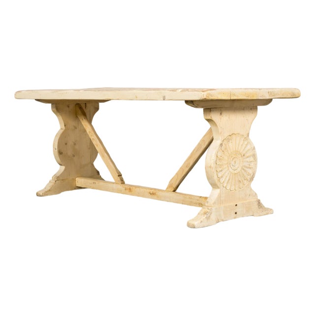 Late 19th Century French Provincial Bleached Pine Monastery Dining Table For Sale