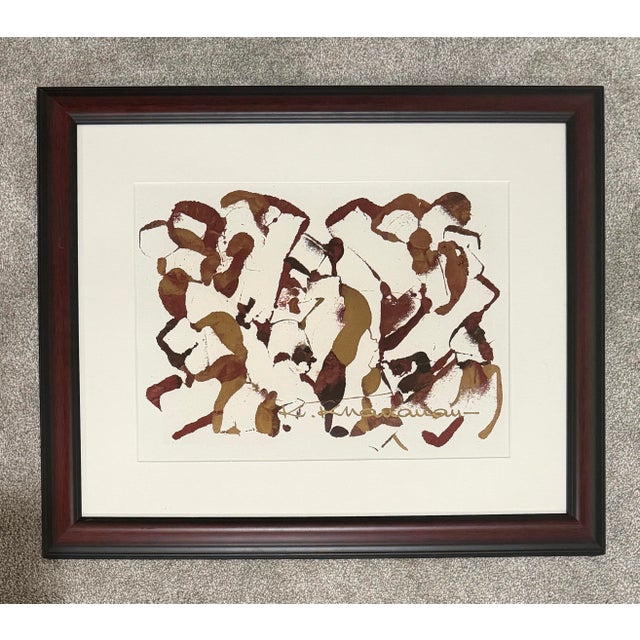 Kamran Khavarani (Iranian-American, b. 1941), Untitled Abstract. Original oil painting on paper featuring an energetic...