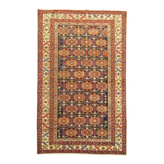 Antique Zabihi Collection Navy Persian Accent Rug - 4'3" x 6'5" For Sale