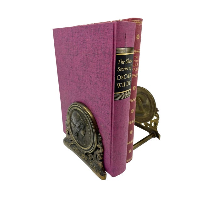 Art Nouveau Antique Expandable Art Nouveau Gold Cast Iron Book End For Sale - Image 3 of 12