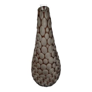 Italian Hand Blown Murano Glass Vase in Eggplant Color Signed by Artist For Sale
