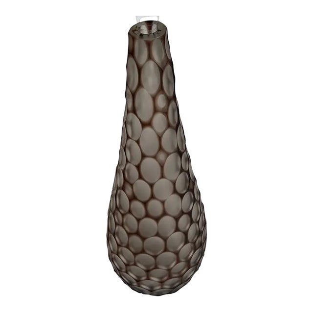 Italian Hand Blown Murano Glass Vase in Eggplant Color Signed by Artist For Sale