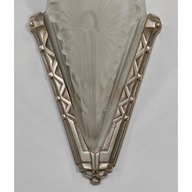 Metal French Art Deco Wall Sconces by Charles Schneider 1930 France - A Pair For Sale - Image 7 of 10