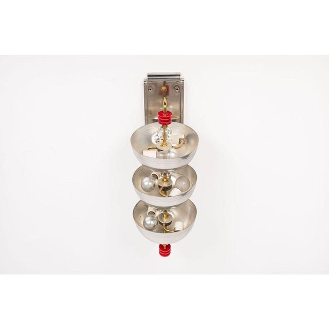 Antique Art Deco Large Silver Metal Wall Sconce Lamps, 34” For Sale In Detroit - Image 6 of 8