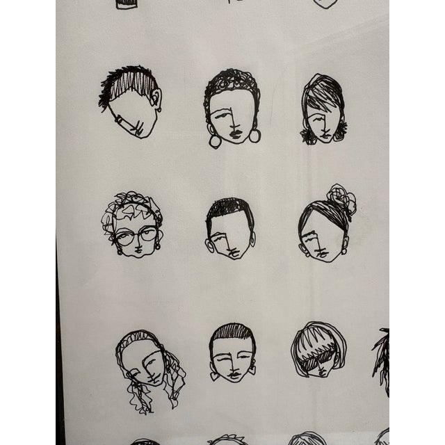 Vintage Artisan Ink Sketch of Many Artist Faces Entitled “Artist Seen” For Sale - Image 9 of 10