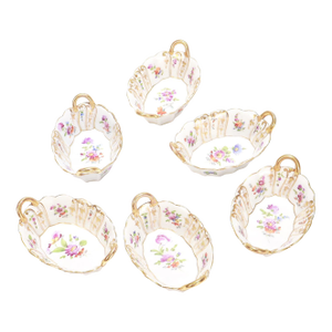 Early 20th Century Signed Richard Klemm Dresden Porcelain Condiment Serving Bowls - Set of 6