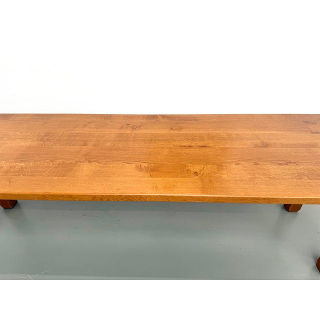 Wood Large Brutalist Dining Table in Oak, 1970s For Sale - Image 7 of 18