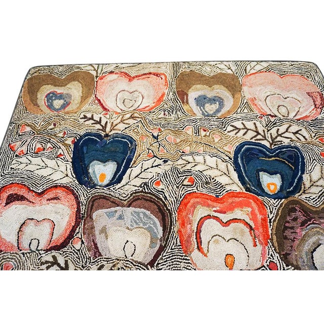American Beautiful White Ivory Field Fascinating Multicolored and Florals Design Antique American Hooked Rug For Sale - Image 3 of 10