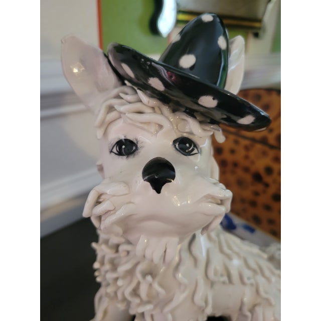 Vintage Spaghetti Noodle Black White Polka Dot Ball Italian Scotty Dog Statue Room Decor For Sale - Image 9 of 9