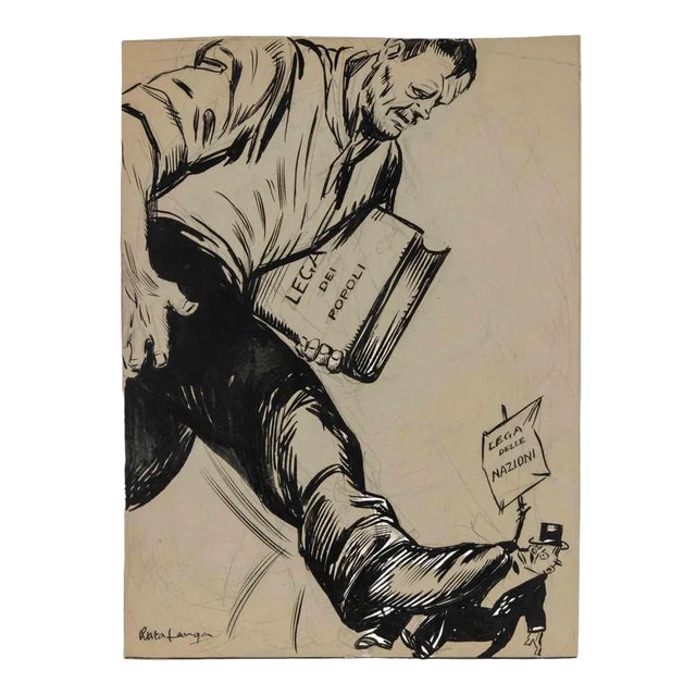 Gabriele Galantara, League of Peoples, League of Nations, Mixed Media Drawing, 1919 For Sale