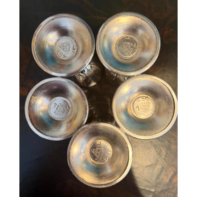 Silver Vintage Mid-Century Hallmarked Mexican Silver-Plate Petite Goblets - Set of 5 For Sale - Image 8 of 12