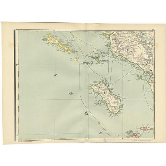 Antique Map of the Nias Archipelago, Sumatra, Indonsia, 1900 For Sale