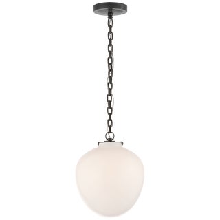 Thomas O'Brien for Visual Comfort Signature Katie Acorn Pendant in Bronze with White Glass For Sale