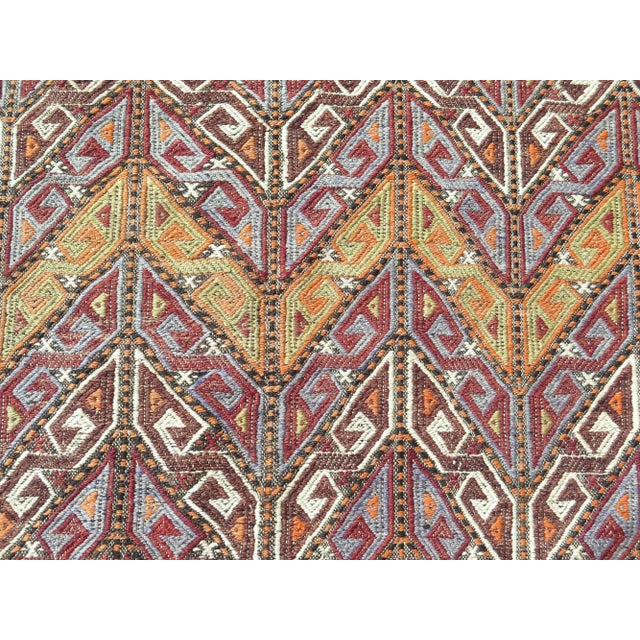 Mid 20th Century 50s Vintage Special Herringbone Design Turkish Kilim Area Rug For Sale - Image 9 of 11