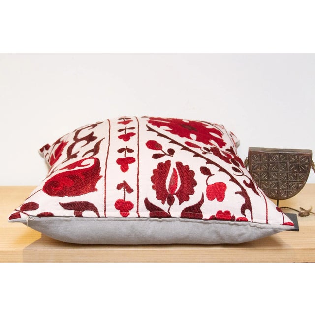 1960s Carmine Suzani Euro Pillow For Sale - Image 5 of 7