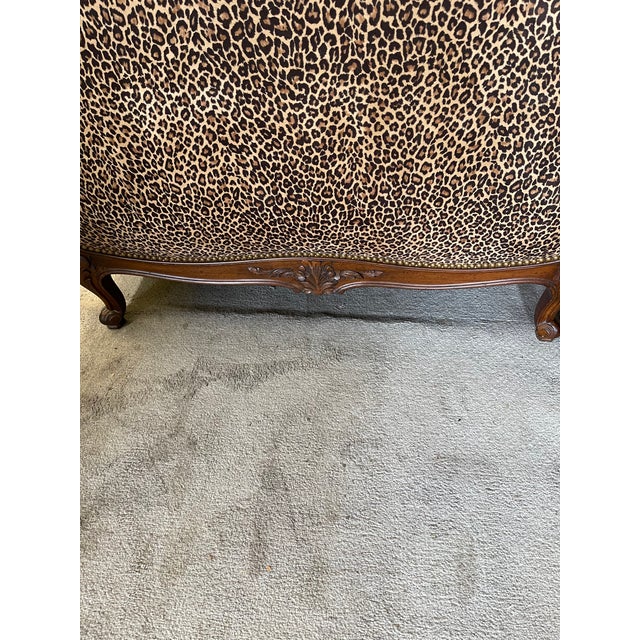 Brown Antique French Hand Carved Walnut Daybed With Leopard Suede Upholstery For Sale - Image 8 of 12