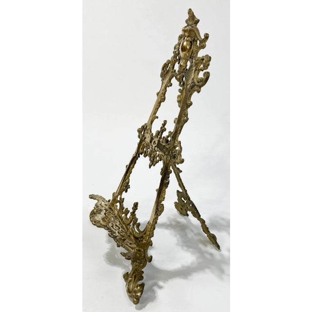 Substantial Antique Brass Victorian Style Table Easel For Sale - Image 4 of 9