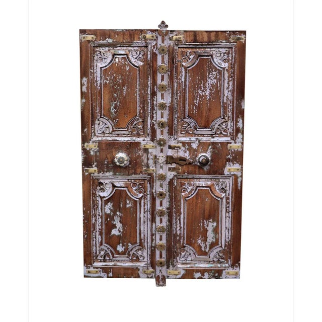 Vintage Lavender Color Patina Carved Teak & Brass Window For Sale In Houston - Image 6 of 7
