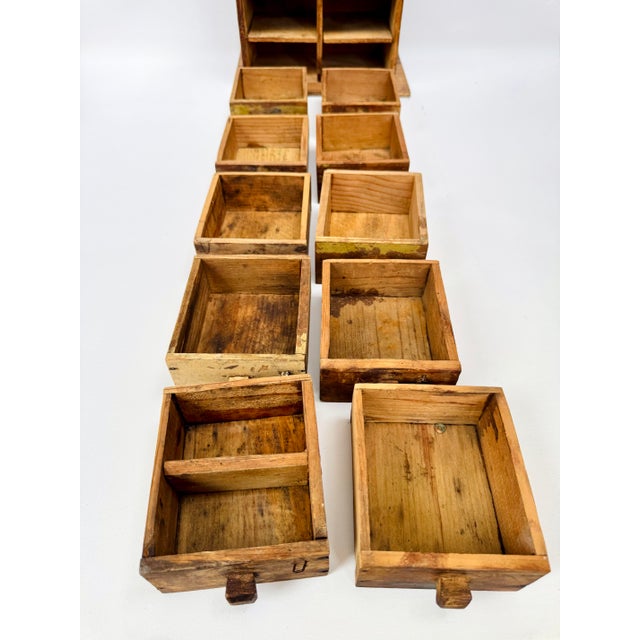 Antique Primitive Ten-Drawer Parts Cabinet, Original Paint For Sale - Image 12 of 12