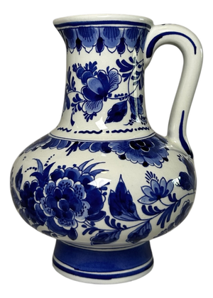 Hand-Painted Blue and White Pitcher Vase by C.M. Albers for Royal Delft, 1978