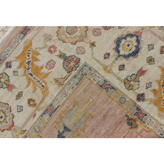 Keivan Woven Arts Angora Turkish Oushak Rug in Dusty Pink and Ivory For Sale - Image 12 of 12