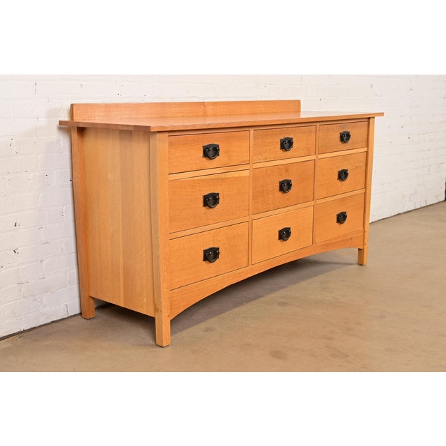 L. & J.G. Stickley, Inc. Stickley Harvey Ellis Collection Mission Oak Arts & Crafts Nine-Drawer Triple Dresser For Sale - Image 4 of 15