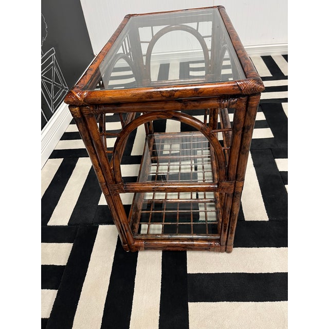 Vintage Tortoiseshell Bamboo Side Table For Sale - Image 4 of 6