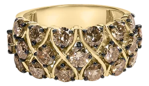 10K Yellow Gold Plated .925 Sterling Silver 3.0 Cttw Champagne Diamond Multi Lattice Band Ring - Size 7