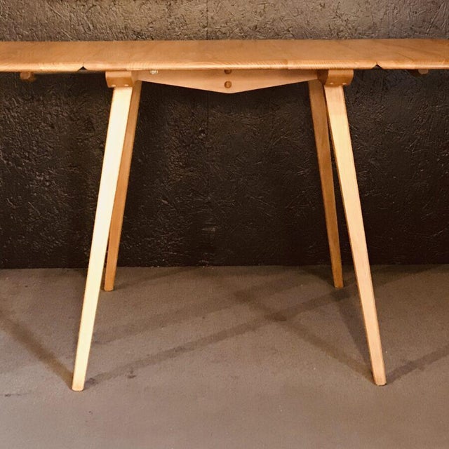 Wood Table with Folding Wings in Elm and Beech by Lucian Ercolani for Ercol, 1960s For Sale - Image 7 of 9