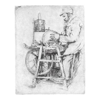 1920s William Meyerowitz Knife Grinder Etching For Sale
