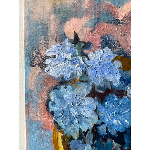 Contemporary Original-Moonlit Dahlias in Blue-Jardin d'Hiver Series-Shizico Yi-British Awarded Artist For Sale - Image 3 of 17
