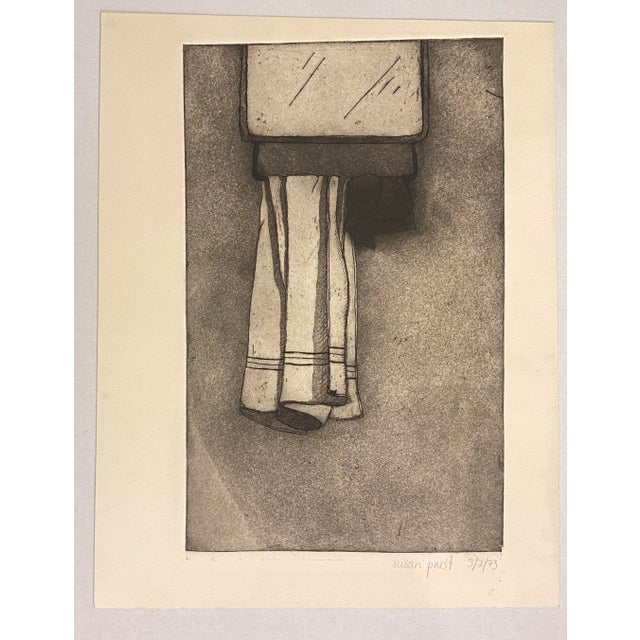 Traditional 1973 Susan Priest Towel Still Life Etching For Sale - Image 3 of 3