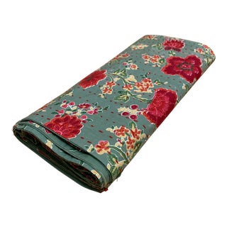 Vintage Boho Cotton Kantha Floral Placemats, Set of Nine For Sale