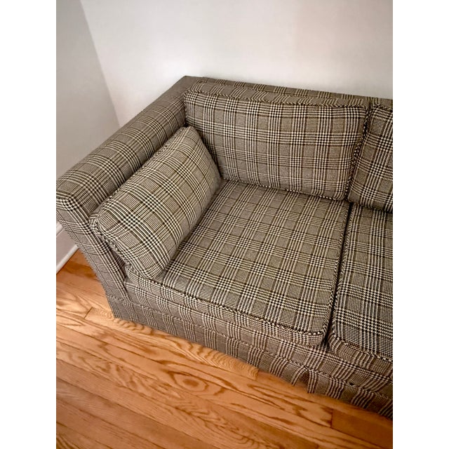 Midcentury Tweed Houndstooth Plaid Sofa For Sale - Image 4 of 14