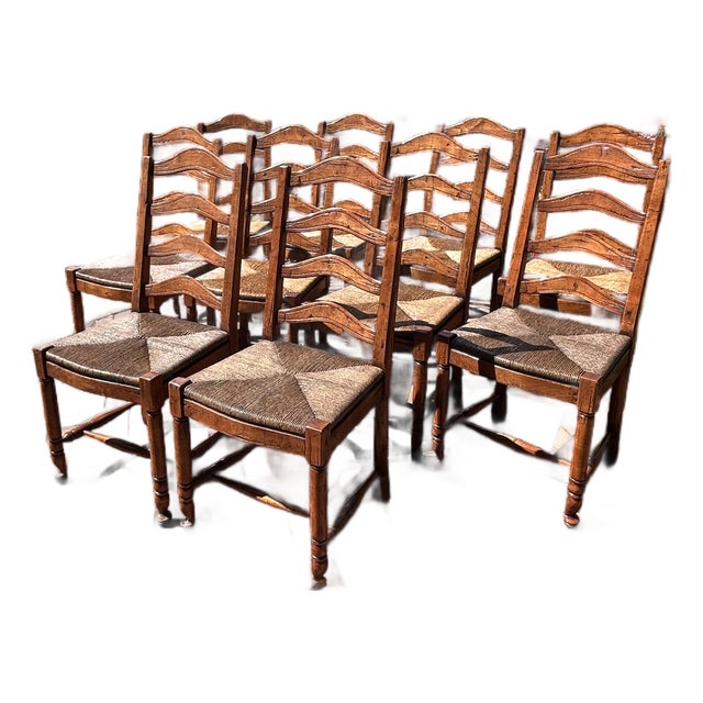 Ladderback Rush Seat Dining Chairs -Set of 10 For Sale