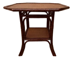 Vintage Faux Bamboo and Grasscloth Two Tiered Table