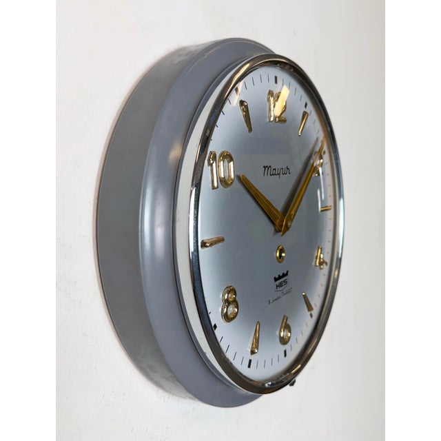 Mid-Century Modern Vintage Indian Mechanical Wall Clock from HES, 1960s For Sale - Image 3 of 18