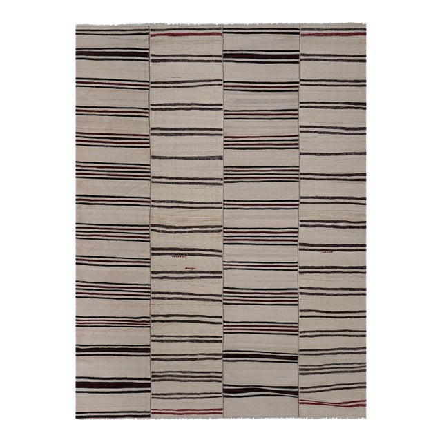 Vintage Oversized Striped Turkish Kilim Rug 9' X 12'3'' For Sale