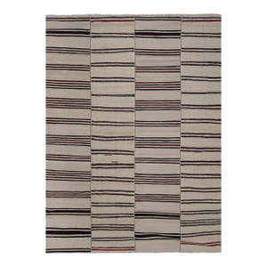 Vintage Oversized Striped Turkish Kilim Rug 9' X 12'3''