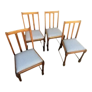 Scottish Arts & Crafts Quarter Sawn Oak Dining Chairs by F. H. Marshall - Set of 4 - Early 20th Century
