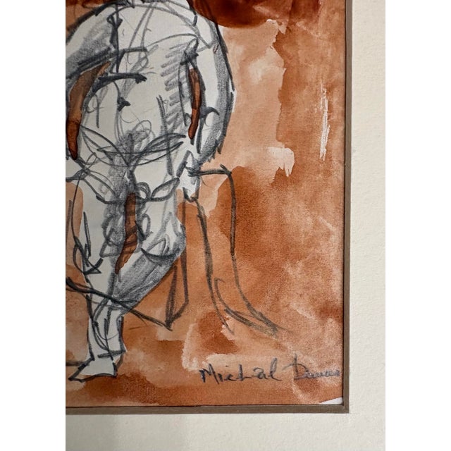 Impressive 1960’s Vintage Abstract Expressionist Painting of a Standing Figure by Artist Michael Davies, 15” X 12.5” For Sale - Image 6 of 9