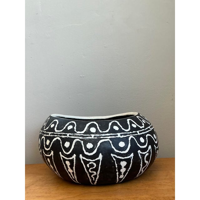 Ceramic Vintage Original Hand Painted Studio Pottery Bowl For Sale - Image 7 of 12