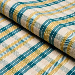 Schumacher Fonda Fabric In Teal & Citron