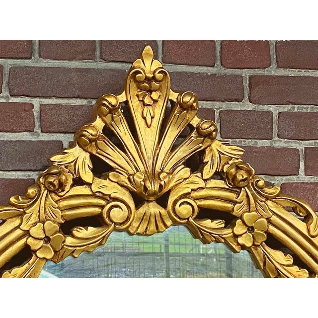 1900s European Rococo Gold Beech Console Wall Mirror - 1 Pc For Sale - Image 10 of 16
