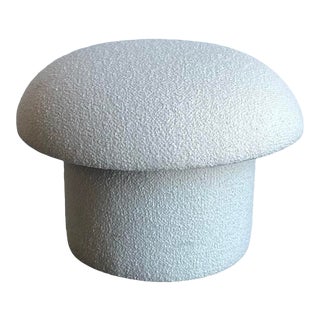 White Boucle Shroom Ottoman For Sale