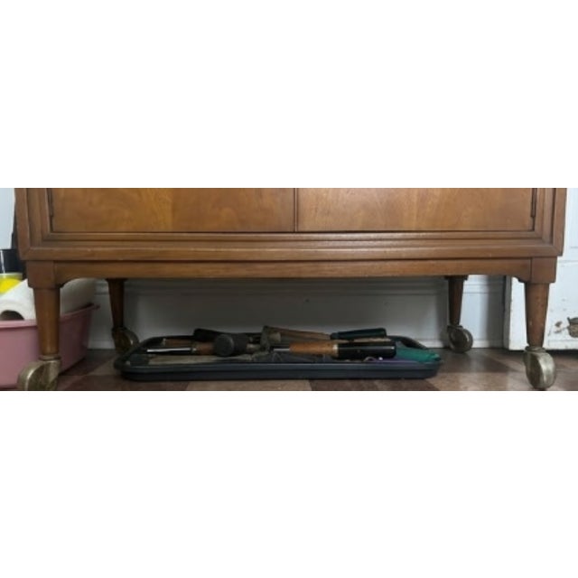 Traditional Vintage Mid-Century Rolling Bar Cabinet / Storage Credenza on Casters For Sale - Image 3 of 5