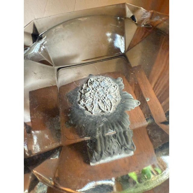 1950s Hollywood Regency Pedestal Centerpiece Bowl, Smoky Glass Ashtray on Marble Base For Sale - Image 4 of 9